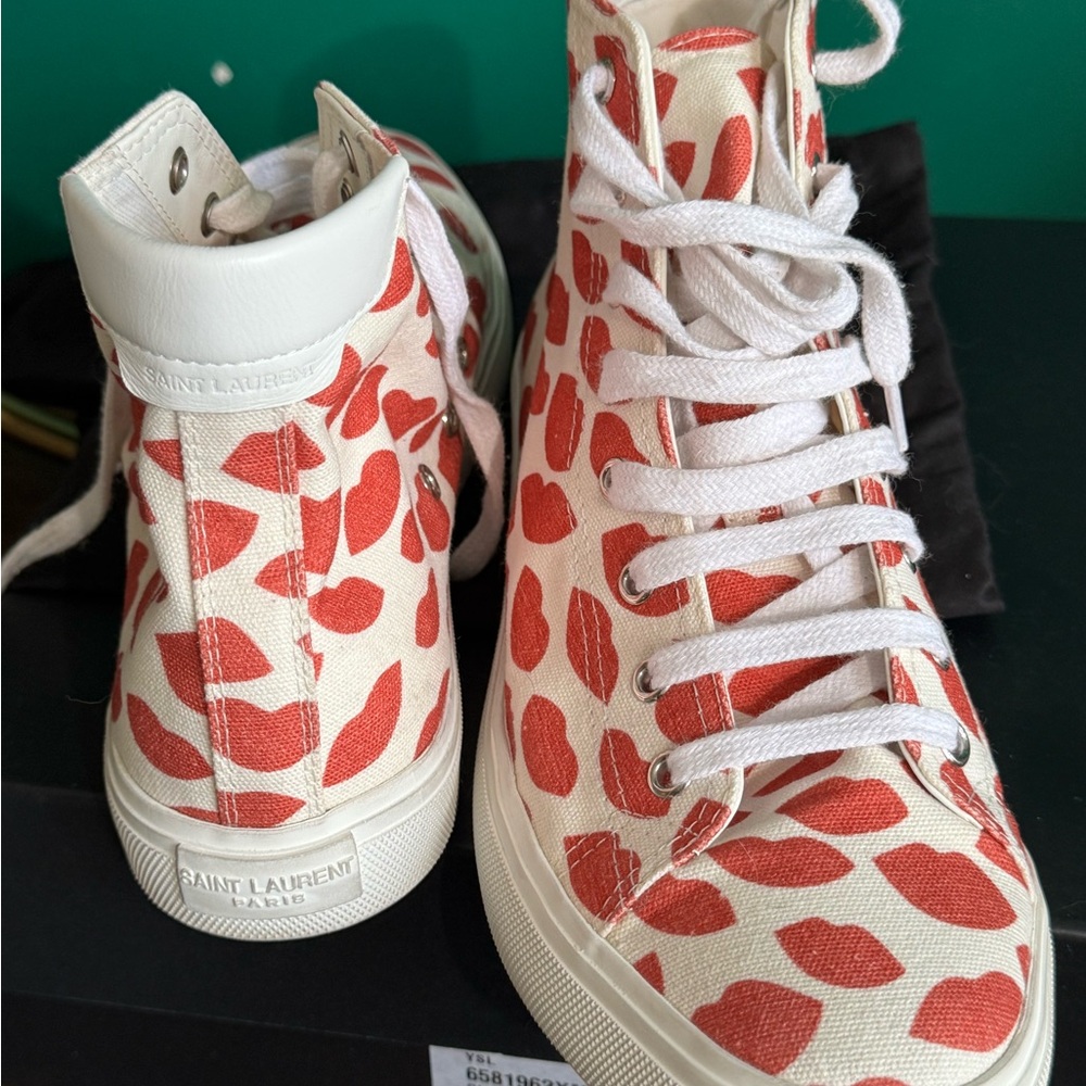 Saint Laurent MALIBU LIPS Printed HIGH-TOP Women's Sneakers EU 41 US 10 - Picture 11 of 16